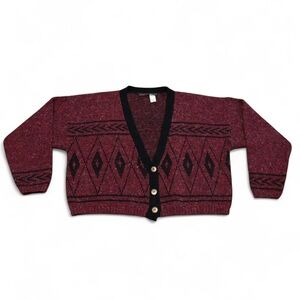 Cherokee Maroon and Black Patterned Cardigan